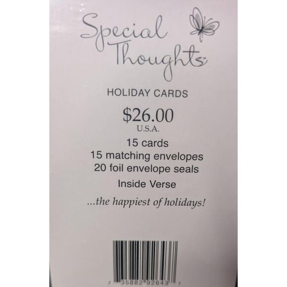 15 Special Thoughts Snowman Christmas Cards & Envelopes, 20 Foil Seals New! - Picture 2 of 3